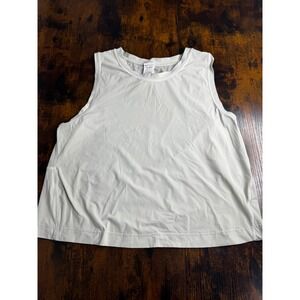 Athleta Womens Mesh Back Training Tank Top Light Grey Sleeveless Gym Shirt Small